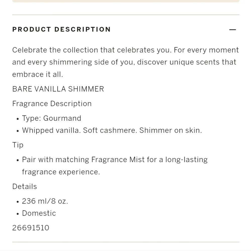 Victoria's secret LIMITED EDITION bare vanilla shimmer body lotion